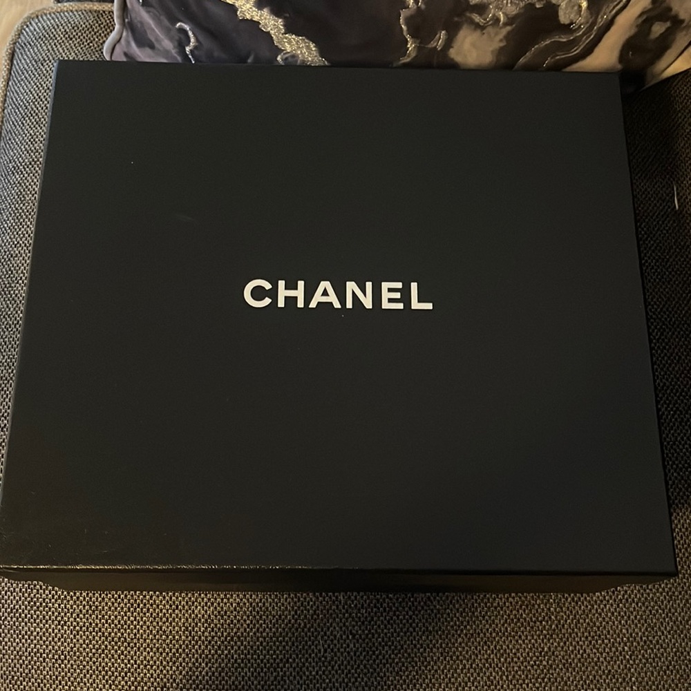 Chanel shoe box and dusted bags